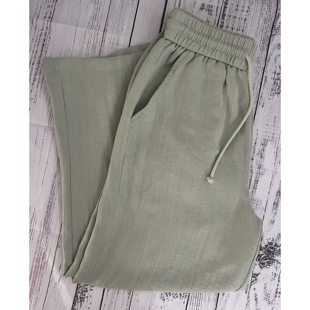 Halara Women's High-Waisted Drawstring Cropped Wide-Leg Linen-Feel Pants - S/P